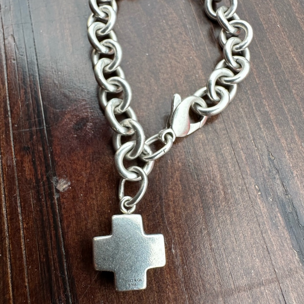 Tiffany & Co. Silver Bracelet with Cross Charm 925